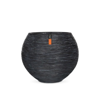 OFZ 270 Vase ball Rib l black (Size D 38 x H 33 cm) - กระถางต้นไม้ Modern แบรนด์ Capi Europe