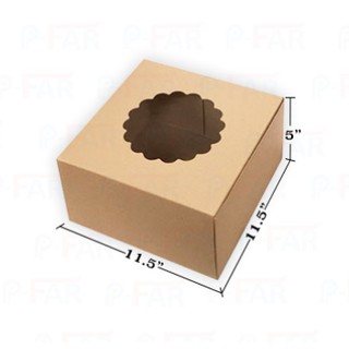 (50ใบ/แพ็ค) กล่องเค้กแม็ค 4 ปอนด์ (11.5x11.5x5") เจาะดอกไม้_INH107
