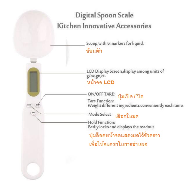 ช้อนตวง-ช้อนชั่งวัตถุดิบ-ธัญญาพืชดิจิตอล-lcd-พกพา-digital-spoon-scale