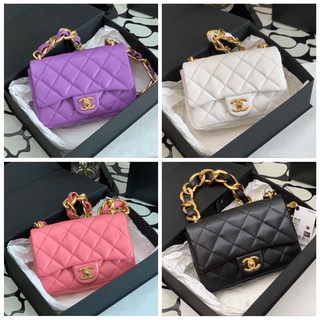 พรี ราคา8600 Chanel 22ss กระเป๋าสะพาย 17cm 21cmกระเป๋าโซ่ หนังแกะ​