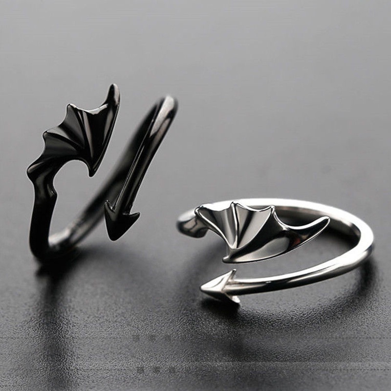 แหวนแฟชั่น-รูปมังกร-สไตล์พังก์-โกธิค-โกธิค-สําหรับคู่รัก-ปีศาจและนางฟ้า