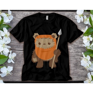 เสื้อยืดสีดำอินเทรนด์เสื้อยืดคอกลม พิมพ์ลายกราฟฟิค Star Wars Wicket Ewok Chibi Kawaii น่ารัก สําหรับผู้ชายS-4XL