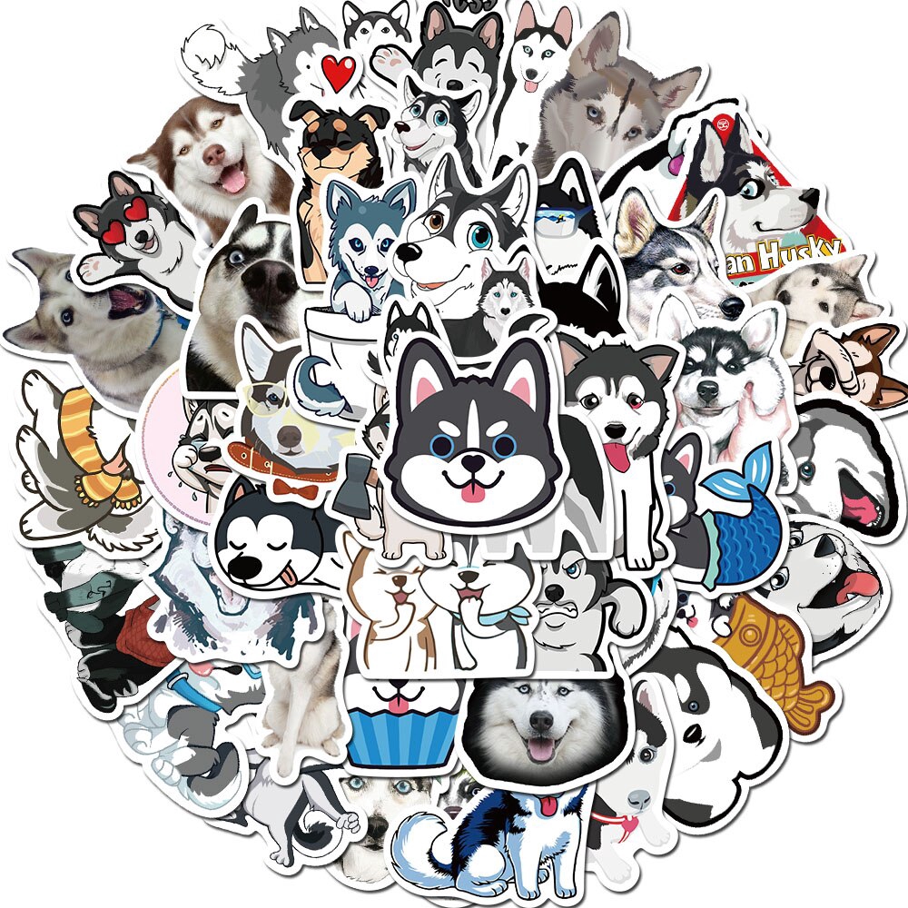 สติ๊กเกอร์ลายสัตว์เลี้ยง-siberian-husky-กันน้ํา-50-ชิ้น