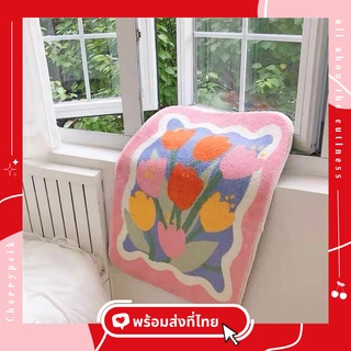 [🔥พร้อมส่ง🔥] พรมเช็ดเท้า รุ่น Colorful flower 40*60 ซม. ผ้าโพลีเอสเตอร์ ซึมซับน้ำ แห้งไว มีปุ่มกันลื่น พรมขนนุ่ม