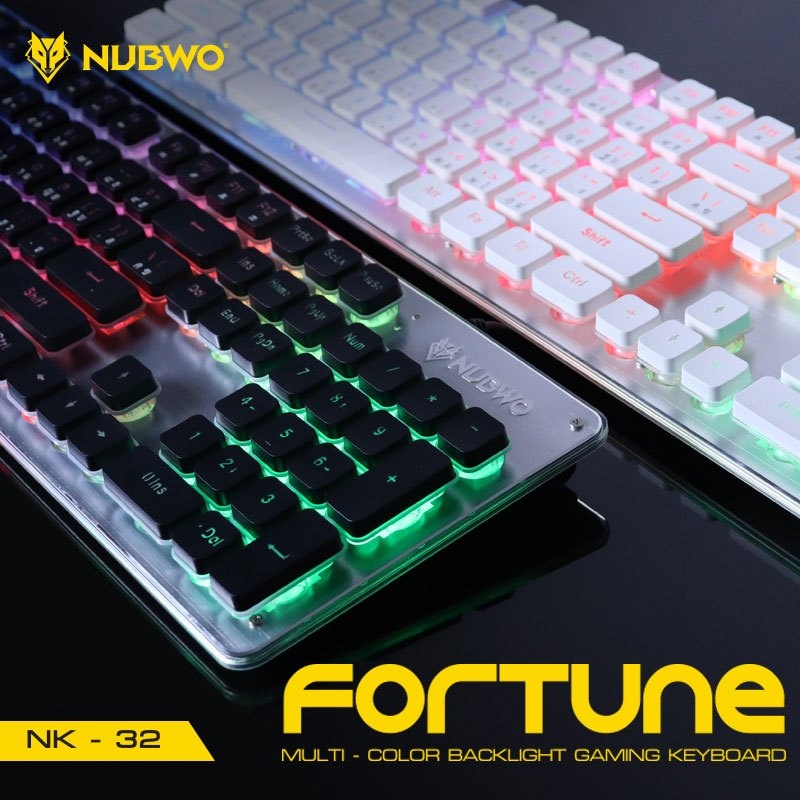 พร้อมส่งจากไทย-nubwo-usb-gaming-keyboard-nk-032-fortune-คีย์บอร์ดเกมมิ่งสีดำ-สีขาวของแท้