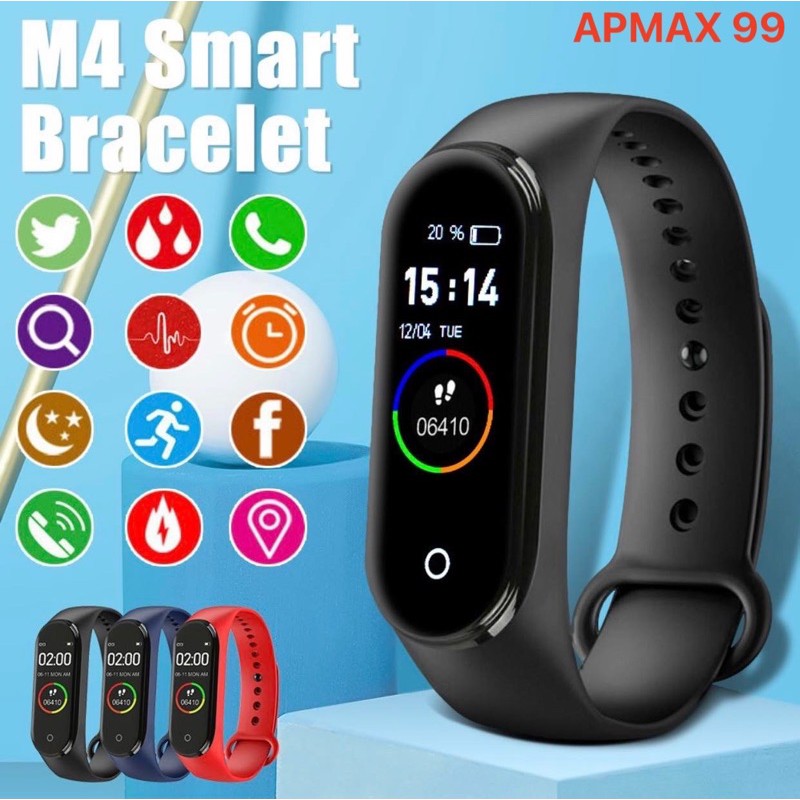 ภาพหน้าปกสินค้านาฬิกาอัจฉริยะ M4 Smart watch Wristband นาฬิกาวัดหัวใจ นาฬิกาออกกำลังกาย สายรัดข้อมืออัจฉริยะ