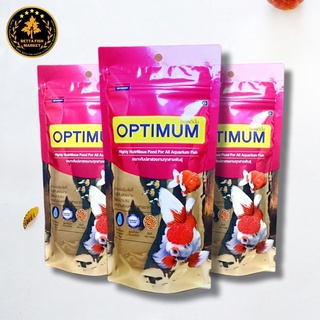 OPTIMUM 50 g. อาหารปลาสวยงาม สูตร เร่งโต เร่งวุ่น เร่งสี ให้มีสีสันสวยงาม ใช้แล้วนำ้ไม่ขุ่น เม็ดจิ๋ว 50 g.