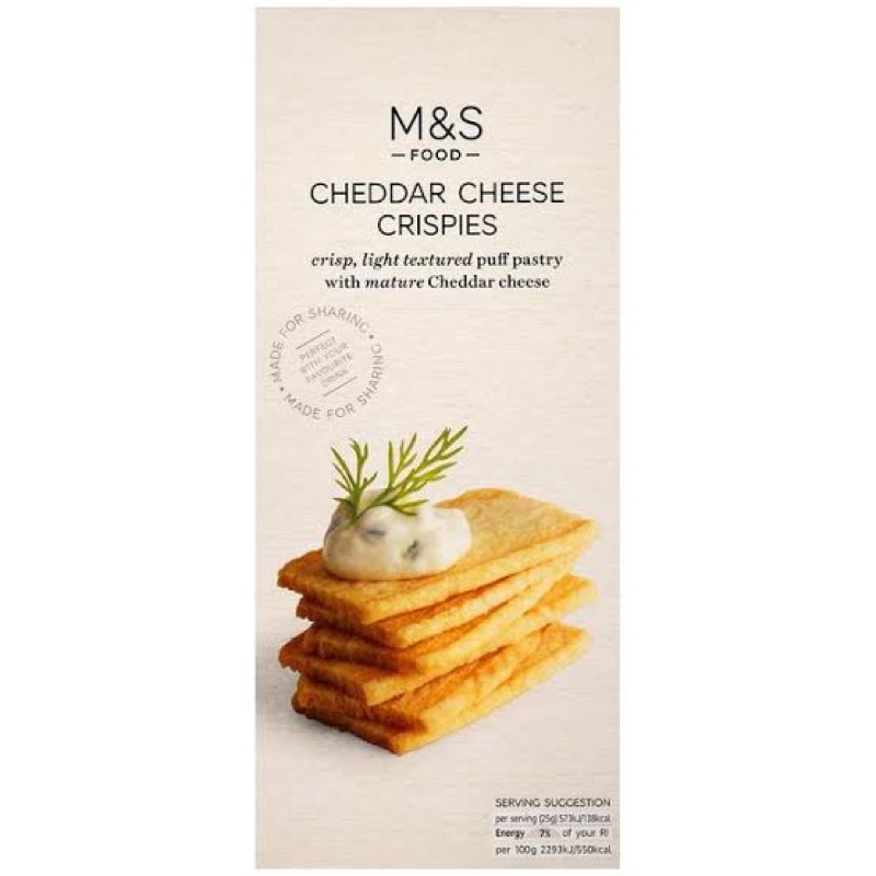 ภาพหน้าปกสินค้าMarks&Spencer cheddar cheese crispes ขนมปังกรอบรสชีส จากร้าน huavun บน Shopee