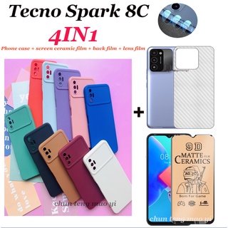 4 in 1 เคสโทรศัพท์มือถือ ซิลิโคน สีแคนดี้ สําหรับ Tecno Spark 8C 8 8P Spark 6GO