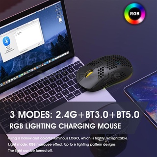 Hxsj ใหม่ เมาส์ไร้สาย กระจายความร้อน 2.4G RGB เรืองแสง TYPE-C ชาร์จ T90