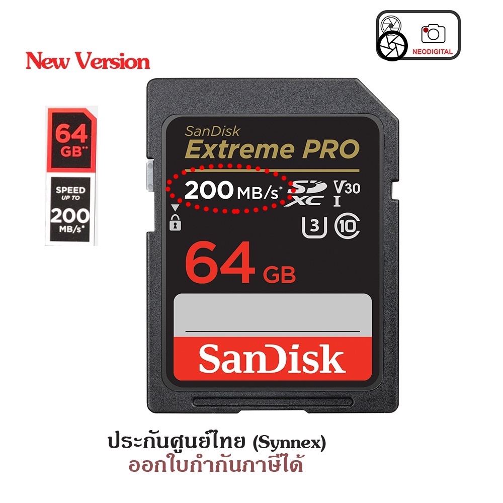 ภาพหน้าปกสินค้าSandisk Extreme Pro SD USH-I Card 64GB