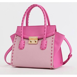 กระเป๋าแฟชั่นหนังพียูอย่างดี สีชมพูอ่อน 23.5x14.5x22.5cm