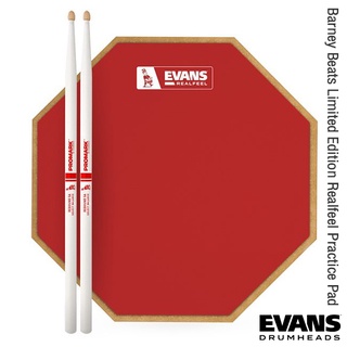 สินค้า Evans™ EV-RF12G-RB5A Realfeel Practice Pad แป้นซ้อมกลอง 12 นิ้ว ผิวยางสีแดง ลาย Barney Beats รุ่นพิเศษ Limited Edition +