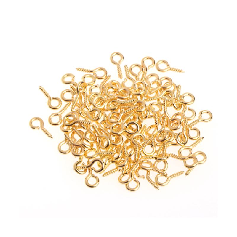 ภาพหน้าปกสินค้า✿Inf✿100 Pcs DIY Jewelry Screw Claw Golden Silver Accessories Mini Eye Pins Bolt Bail ที่เกี่ยวข้อง