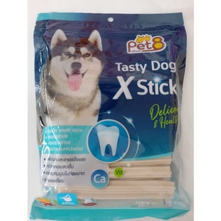 Pet8 X stick      ขนมขัดฟัน ขนมน้องหมา ลดคราบหินปูน รสนม Milk    DentaXStick   450กรัม   JDT12