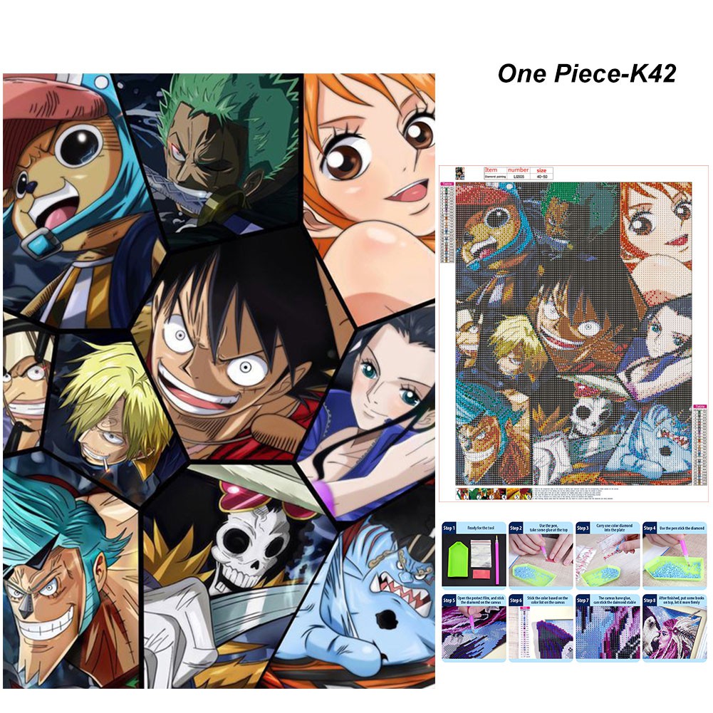 ภาพสินค้าภาพครอสติสคริสตัล ลายอนิเมะญี่ปุ่น One Piece 5 มิติ งาน DIY สำหรับตกแต่งผนัง จากร้าน thebest.th บน Shopee ภาพที่ 3