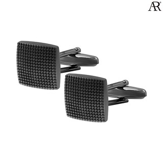 ANGELINO RUFOLO Cufflink(คัฟลิงค์) ดีไซน์ Pixel Square กระดุมข้อมือคัฟลิ้งโรเดียมคุณภาพเยี่ยม สีดำ