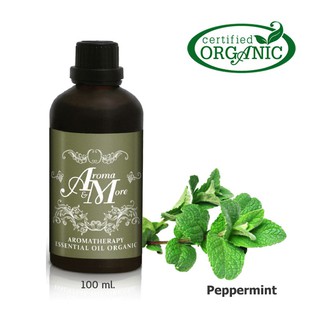 Aroma&amp;More Peppermint Organic Essential Oil 100% / น้ำมันหอมระเหยสะระแหน่ 100% ออร์แกนิค (เปปเปอร์มินต์) India 100ML