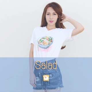 NO.184  เสื้อยืดcotton100 คอวี ลายeatclean