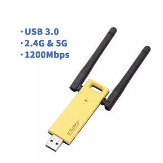 Mini Wifi อะแดปเตอร์ไร้สาย USB ฟรีไดร์เวอร์1200Mbps 600Mbps Lan USB Ethernet 2.4G 5G Dual Band การ์ดเครือข่าย Wi-Fi