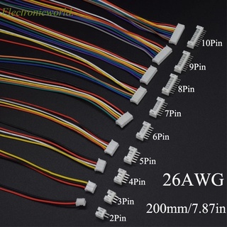 ปลั๊กเชื่อมต่อ Micro JST 2.0 PH Male Female 2/3/4/5/6/7/8/9/10-Pin พร้อมสายเคเบิ้ล 200มม. 26AWG 10ชุด