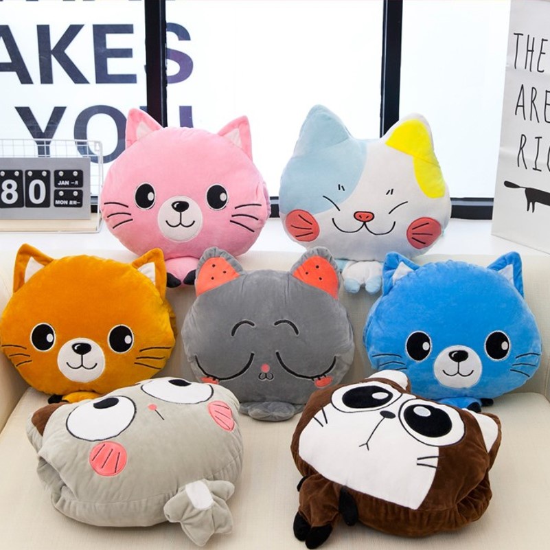 ตุ๊กตา-หมอนผ้าห่ม-น้องแมวจอมซน-พร้อมส่ง-6-แบบ