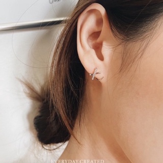 earring cross silver ต่างหูเงิน เพชรประดับ s925