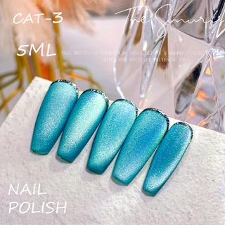 NEW สีทาเล็บลูกแก้ว สีตาแมว cat eye สีฟ้าสเมิร์ฟ  5ml  กำลังมาแรงสุดๆ