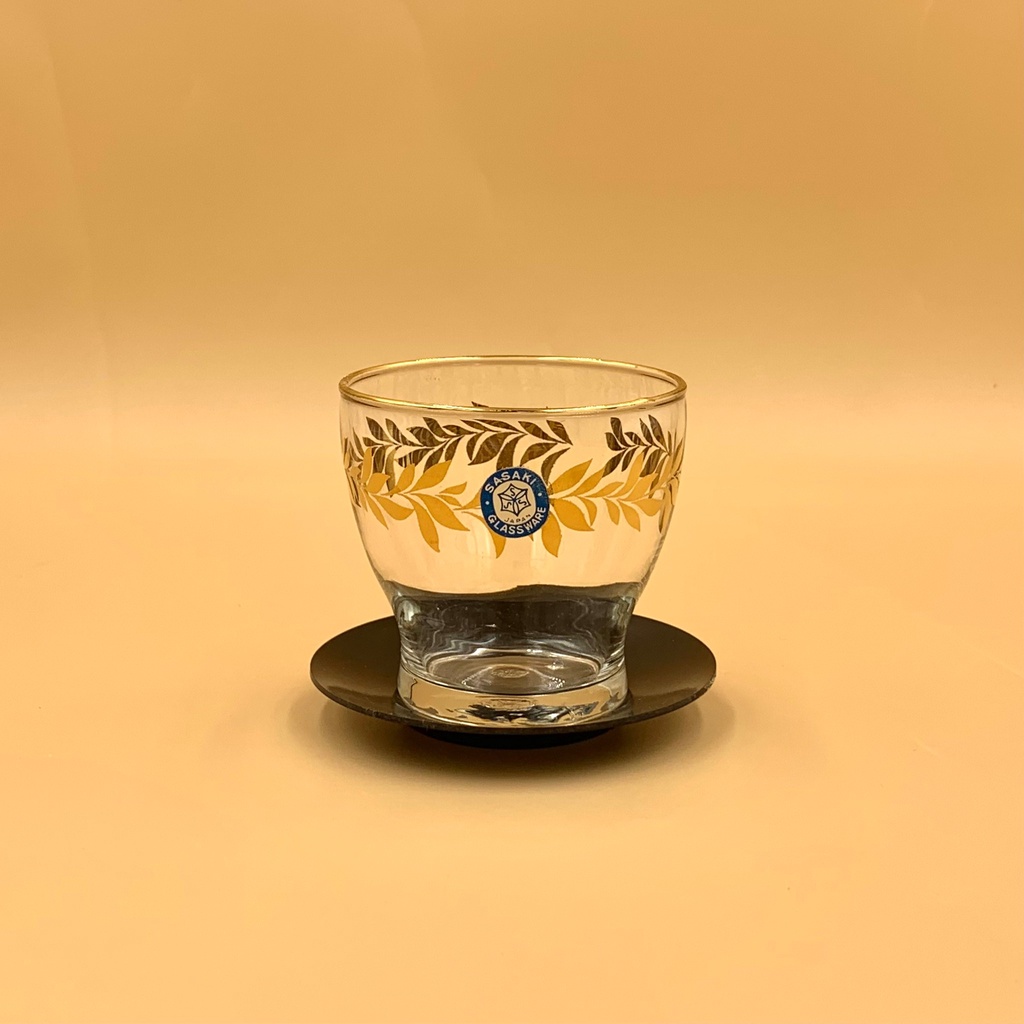 g251-แก้วน้ำเล็ก-ขอบทอง-sasaki-glassware-พร้อมจานรอง