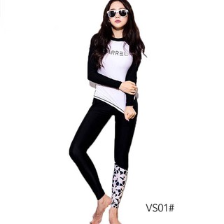 VS01 ชุดว่ายน้ำแขนยาวขายาวผู้หญิง มี 2 ชิ้น ไซร์ M-3XL กัน UV 50%