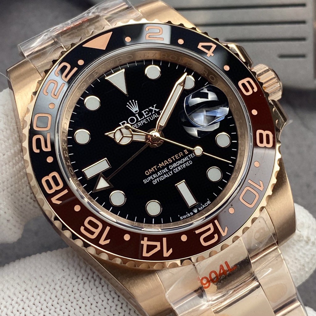 rolex-gmt-master-ii-ประเภทกรีนนิชหน้าปัดสีดำนาฬิกาแฟชั่นผู้ชาย