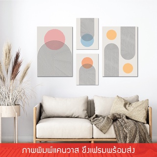 ภาพแต่งบ้าน ภาพพิมพ์แคนวาสพร้อมกรอบลอบ สไตล์  geometrical minimalist