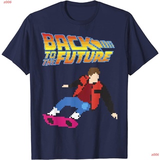 เสื้อยืดสีขาว Back To The Future 8-Bit Marty On Hoverboard Graphic T-Shirt Back to the Future เจาะเวลาหาอดีต หนังไซไ