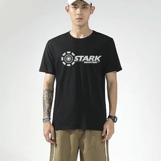 เสื้อยืดโอเวอร์ไซส์Stark Industries Tony Iron Man เสื้อยืดลำลองแขนสั้น Tops Hot Trending บุคลิกภาพ tee S-4XL