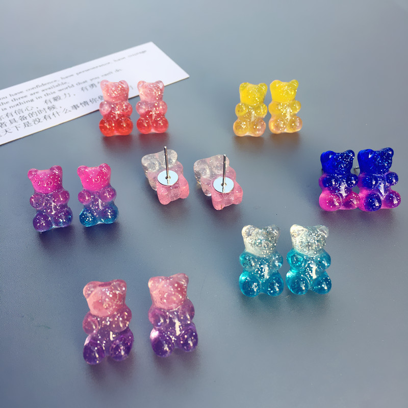 stock-เครื่องประดับต่างหูรูปหมีสีสันสดใส