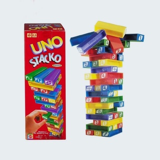 ภาพหน้าปกสินค้าUNO STACKO The Stacking Block Game Mini Board Game ที่เกี่ยวข้อง