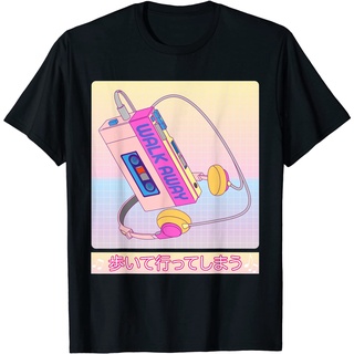 เสื้อยืด พิมพ์ลาย Vaporwave Cassette Player ยุค 80s สไตล์ญี่ปุ่นย้อนยุค