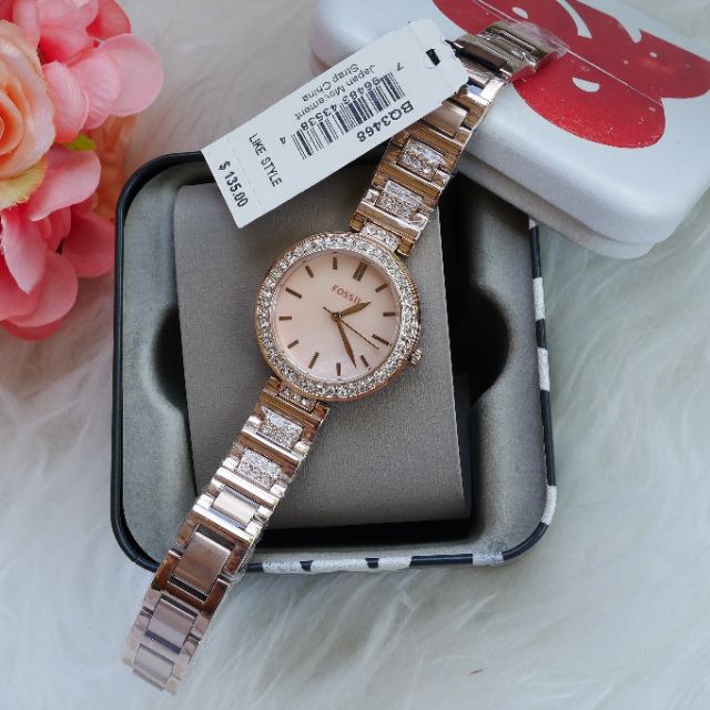 สด-ผ่อน-นาฬิกา-fossil-karli-three-hand-pastel-pink-stainless-steel-watch-bq3468-หน้าปัด-34-มิล