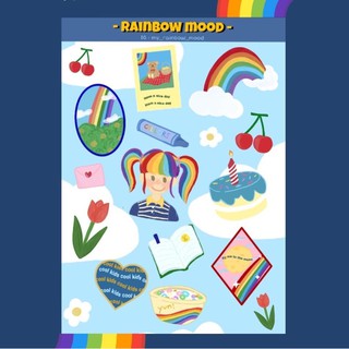 สติ๊กเกอร์ไดคัทกันน้ำ Rainbow mood sticker collection