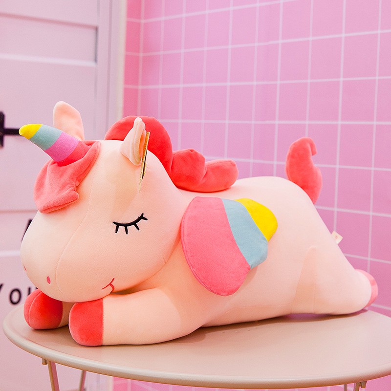 ของเล่นตุ๊กตายูนิคอร์นสีชมพูสีขาว-60-ซม