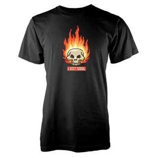 เสื้อยืดแขนสั้น คอกลม พิมพ์ลายหัวกะโหลก Lost Soul Skull Fire Spooky เหมาะกับของขวัญ สําหรับผู้ชายS-5XL