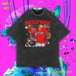 เสื้อยืด ขนาดใหญ่ พิมพ์ลาย Haze Triston McKenzie สีม่วง | หินล้างทําความสะอาด | เสื้อยืด พิมพ์ลาย Triston McKenzie | เสื