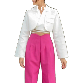 โปรโมชั่น : S-2XLกางเกงขายาวเอวสูงขอบเอววี ผ้าA80 กระบอกกลาง Charotte Pants