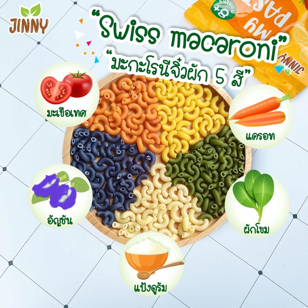 มะกะโรนีผัก 5 สี, พาสต้าเด็ก (ผลิตจากวัตถุดิบธรรมชาติ 100%)