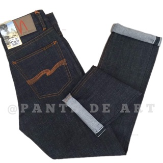 สินค้า Pantsdeart กางเกงยีนส์ทรงกระบอก ผ้าดิบ ปักลายด้ายสีส้ม ริมแดง ผ้าสวยมากค่า **มีชำระปลายทาง**