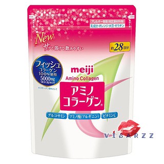 ภาพหน้าปกสินค้า(ซองชมพู 28 วัน) Meiji Amino Collagen 5000 mg ถุง Refill 196 g ช่วยให้ผิวนุ่ม ชุ่มชื้น และมีความยืดหยุ่นมากขึ้น ซึ่งคุณอาจชอบราคาและรีวิวของสินค้านี้