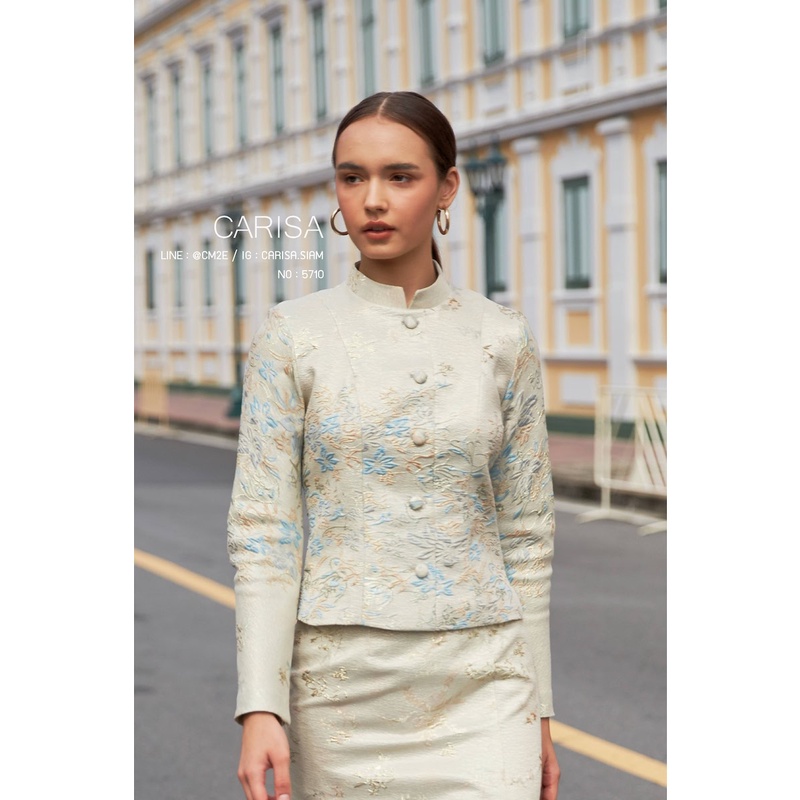Carisa ชุดไทยเสื้อจิตรลดาทอลายนูนดิ้นทอง ทรงเข้ารูป ไซส์ S-3X ใส่แล้วสง่า มุมมองที่ 3