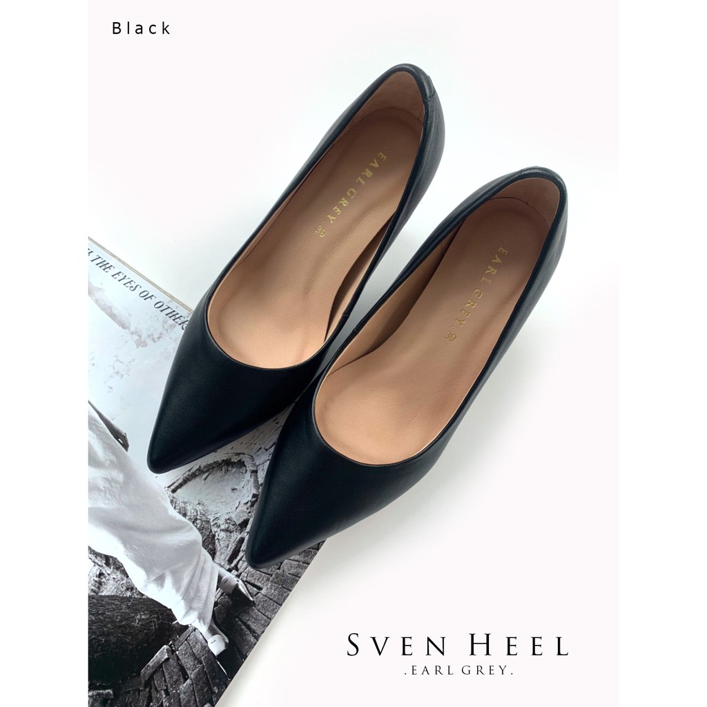 ภาพหน้าปกสินค้าEARL GREY รองเท้าหนังแกะแท้ หนังนิ่ม พื้นนุ่ม รุ่น Sven Heel in Black