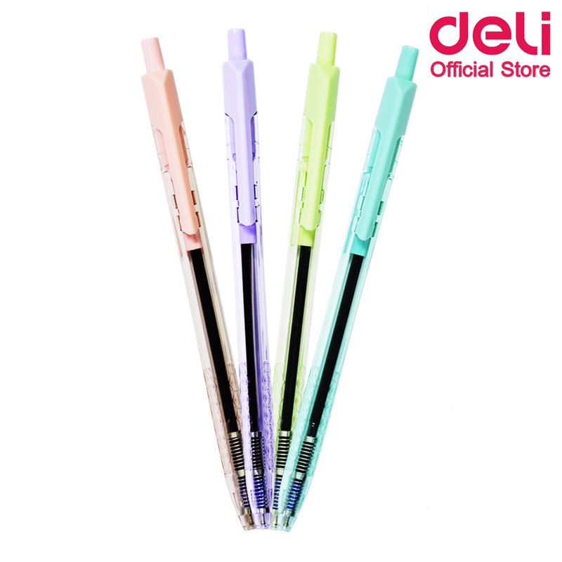 deli-q34-ball-point-pen-ปากกาลูกลื่น-หมึกน้ำเงิน-เส้น-0-5mm-คละสี-4-แท่ง-สุดค้ม-ปากกา-เครื่องเขียน-อุปกรณ์การเรียน-school
