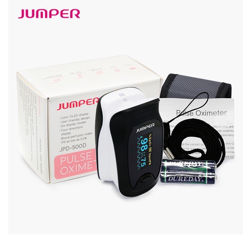 jumper-fingertip-pulse-oximeter-เครื่องวัดออกซิเจนในเลือด-รุ่น-jpd-500d-ตัวเครื่อง-อุปกรณ์-ถ่าน-ครบทุกอย่าง